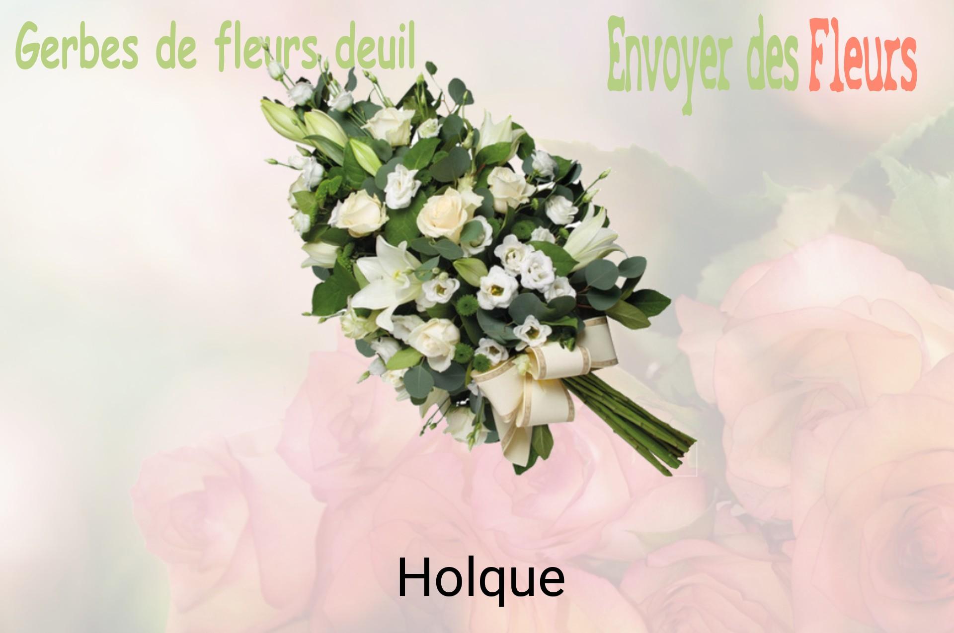 Gerbe de fleurs de deuil livrée à Holque